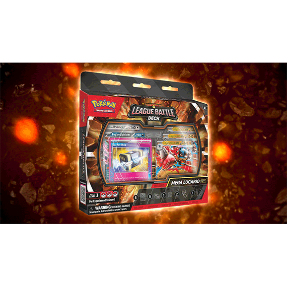 Pokemon Mega Lucario ex League Battle Deck trading card set featuring Mega Lucario, from the Pokemon USA Pokémon trading card collection.