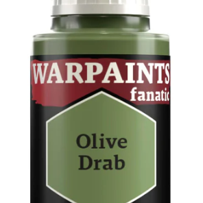 The Army Painter Warpaints Fanatic acrylic paint in Olive Drab 18ml bottle, suitable for miniature painting and model detailing.