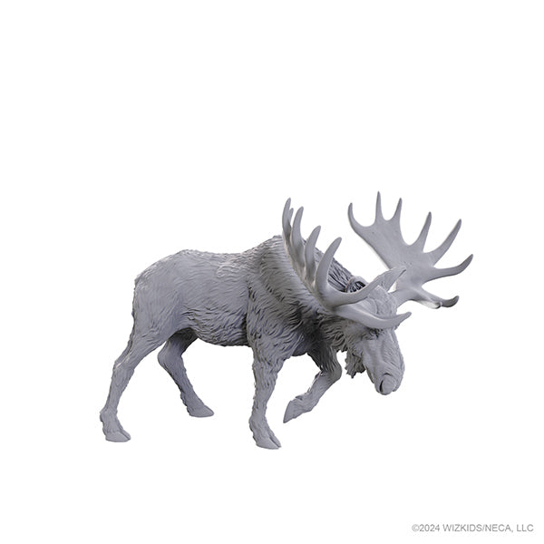 Unpainted Wizkids D&D Deep Cuts miniatures featuring a detailed Bull Moose figure for tabletop gaming and painting.
