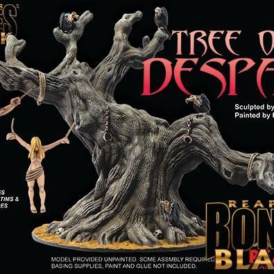 Reaper Miniatures Reaper: Tree of Despair miniature featuring a dark, twisted tree with ghoulish figures and eerie details.