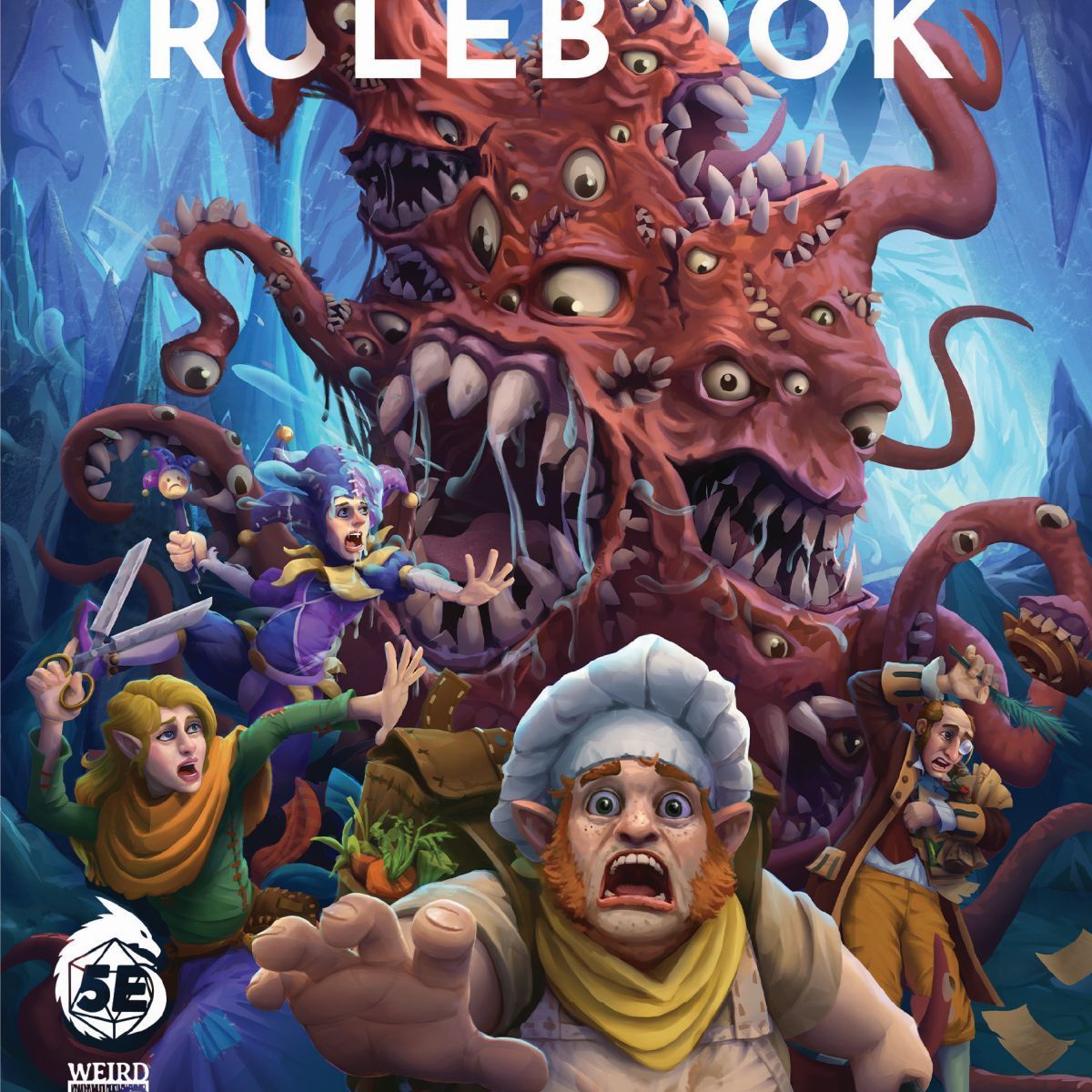 Open Zero Level Rulebook for 5E DCC RPG by Goodman Games showing detailed pages and colorful cover art.