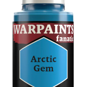 The Army Painter Warpaints Fanatic Arctic Gem acrylic paint in an 18ml bottle, showcasing vibrant light blue color for miniature painting.