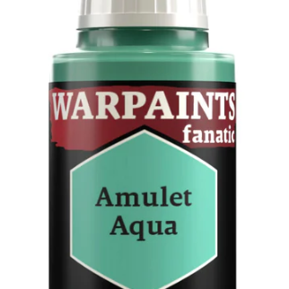 The Army Painter Warpaints Fanatic Amulet Aqua acrylic paint bottle, 18ml, with label and cap visible.
