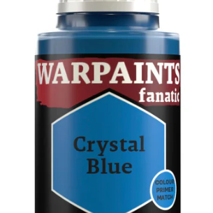 The Army Painter Warpaints Fanatic acrylic paint bottle in Crystal Blue, 18ml, with a clear label and blue cap.