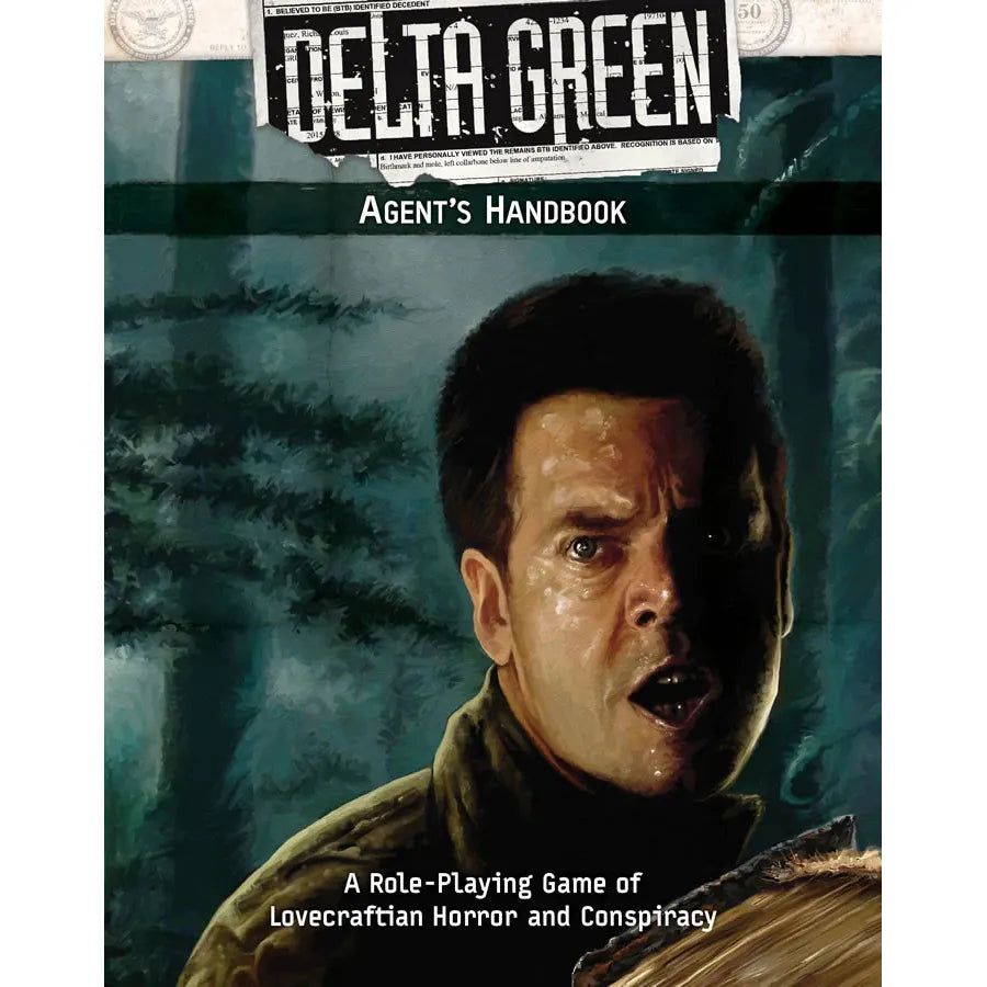 Delta Green RPG Agent's Handbook book by Studio 2 Publishing featuring cover art with mysterious sci-fi themes and agency insignia.