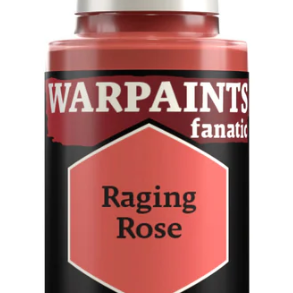 The Army Painter Warpaints Fanatic Raging Rose acrylic paint in 18ml bottle, shown with vibrant pink color and label.