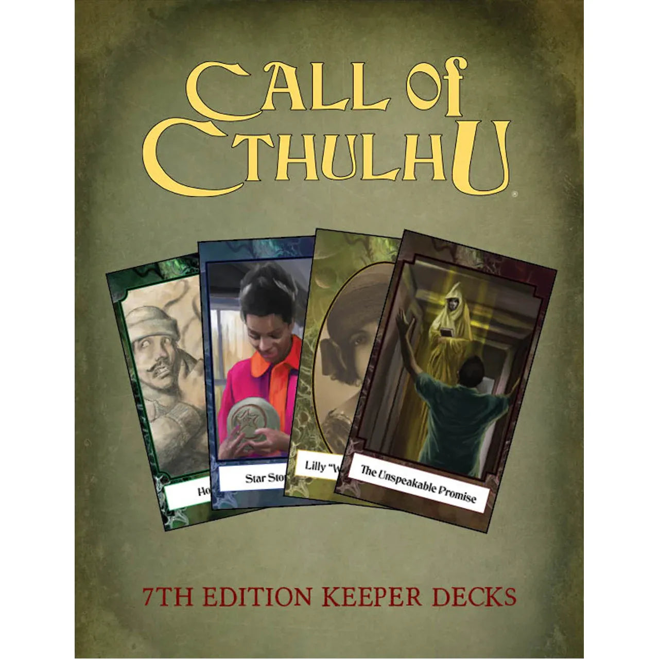 Call of Cthulhu Keeper Decks RPG book by Studio 2 Publishing, featuring dark, mysterious cover art and detailed text on the front.
