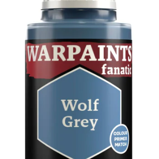 The Army Painter Warpaint Fanatic Wolf Grey acrylic paint in 18ml bottle, showing the grey color and label on the container.