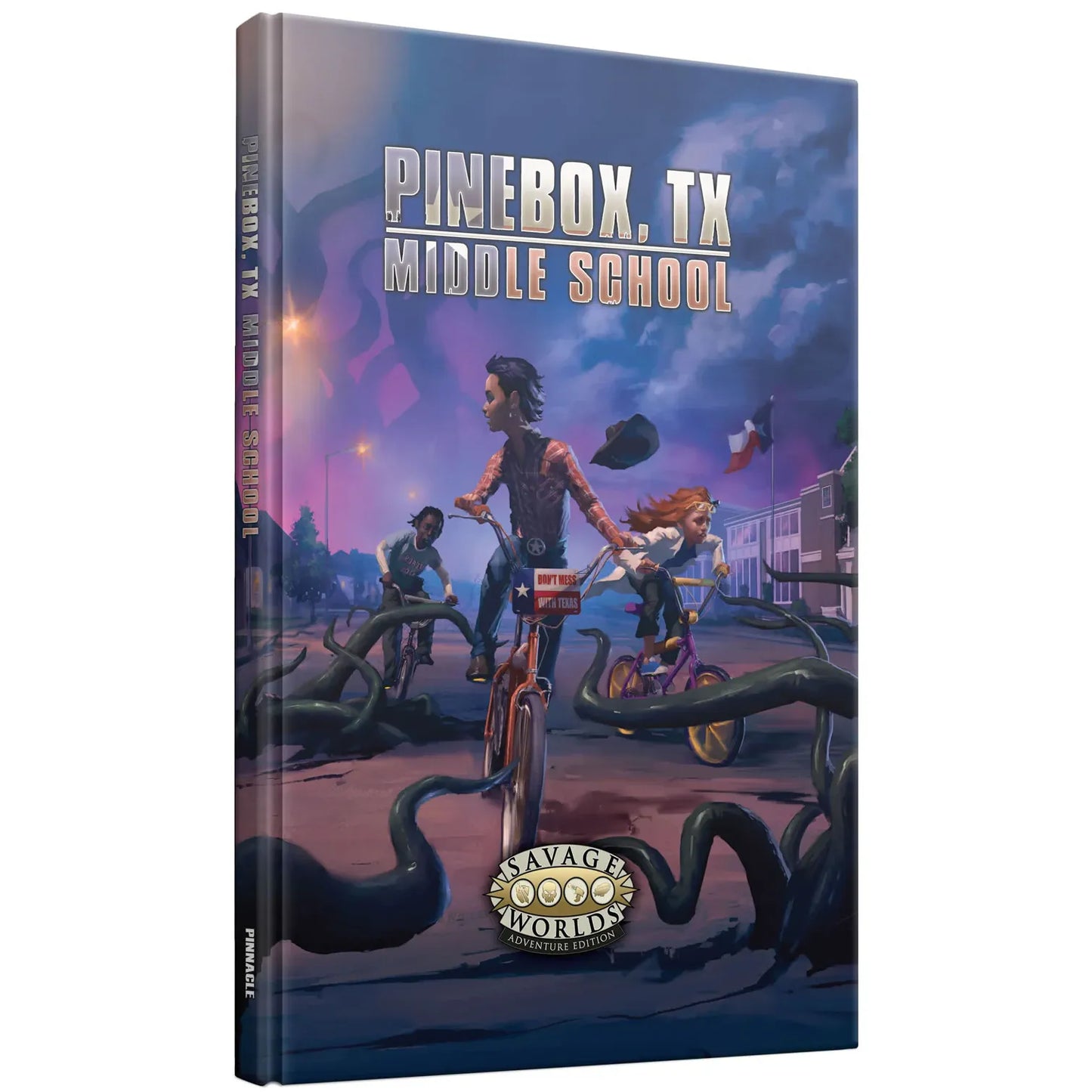 Pinebox, TX Middle School Core Rulebook RPG by Studio 2 Publishing, featuring colorful cover art and game rules on the front page