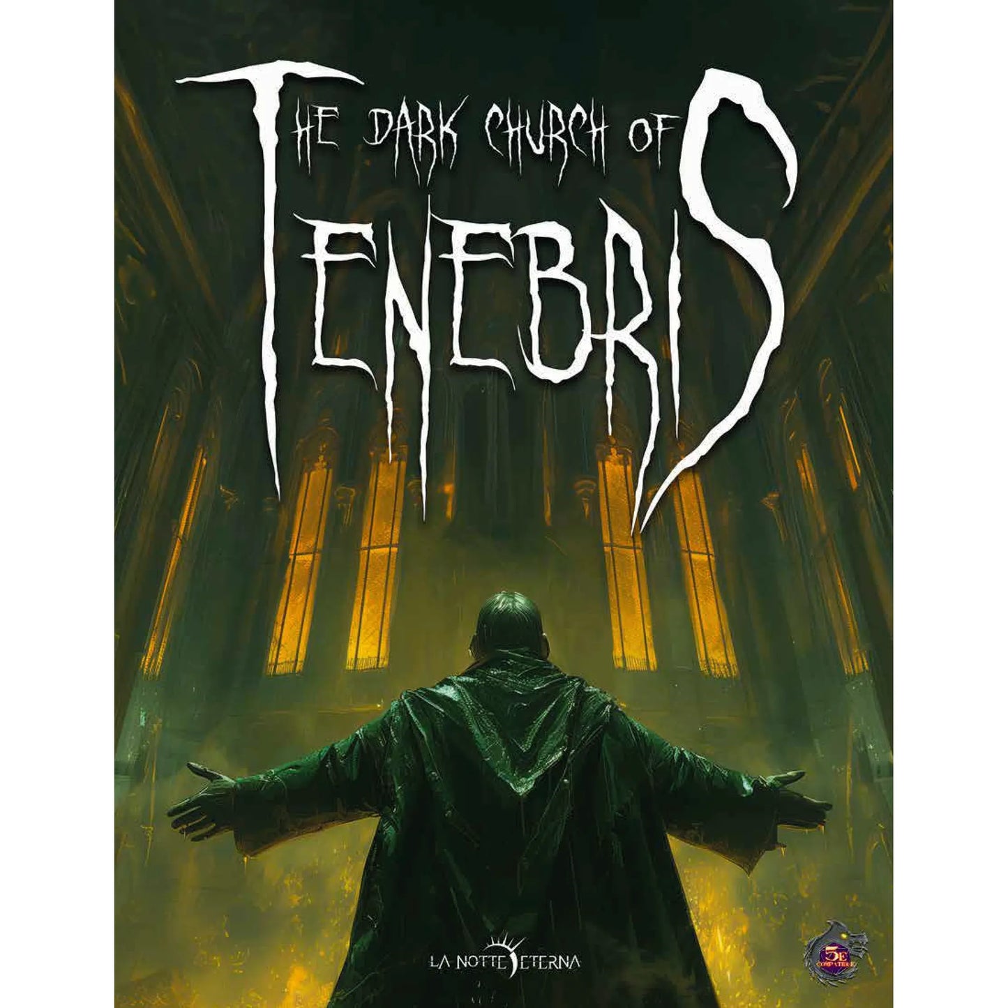 Cover image of La Notte Eterna: The Dark Church of Tenebris RPG book by Studio 2 Publishing, featuring dark, gothic artwork.