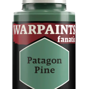The Army Painter Warpaints Fanatic acrylic paint in Patagon Pine 18ml bottle, featuring greenish-brown color for miniature models.