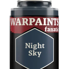The Army Painter Warpaints Fanatic Night Sky acrylic paint bottle, 18ml, with a dark blue and black label and cap.