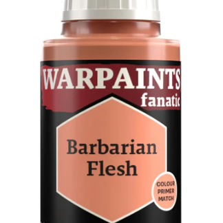 The Army Painter Warpaints Fanatic acrylic paint in Barbarian Flesh color, 18ml bottle with label visible.