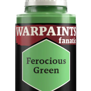 The Army Painter Warpaint Fanatic acrylic paint Ferocious Green 18ml bottle with green cap and label for miniature painting.