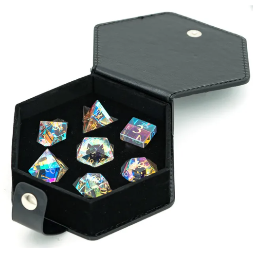 Dichroic Glass 7 Die Set w/ Case - TCB Games & Collectibles
