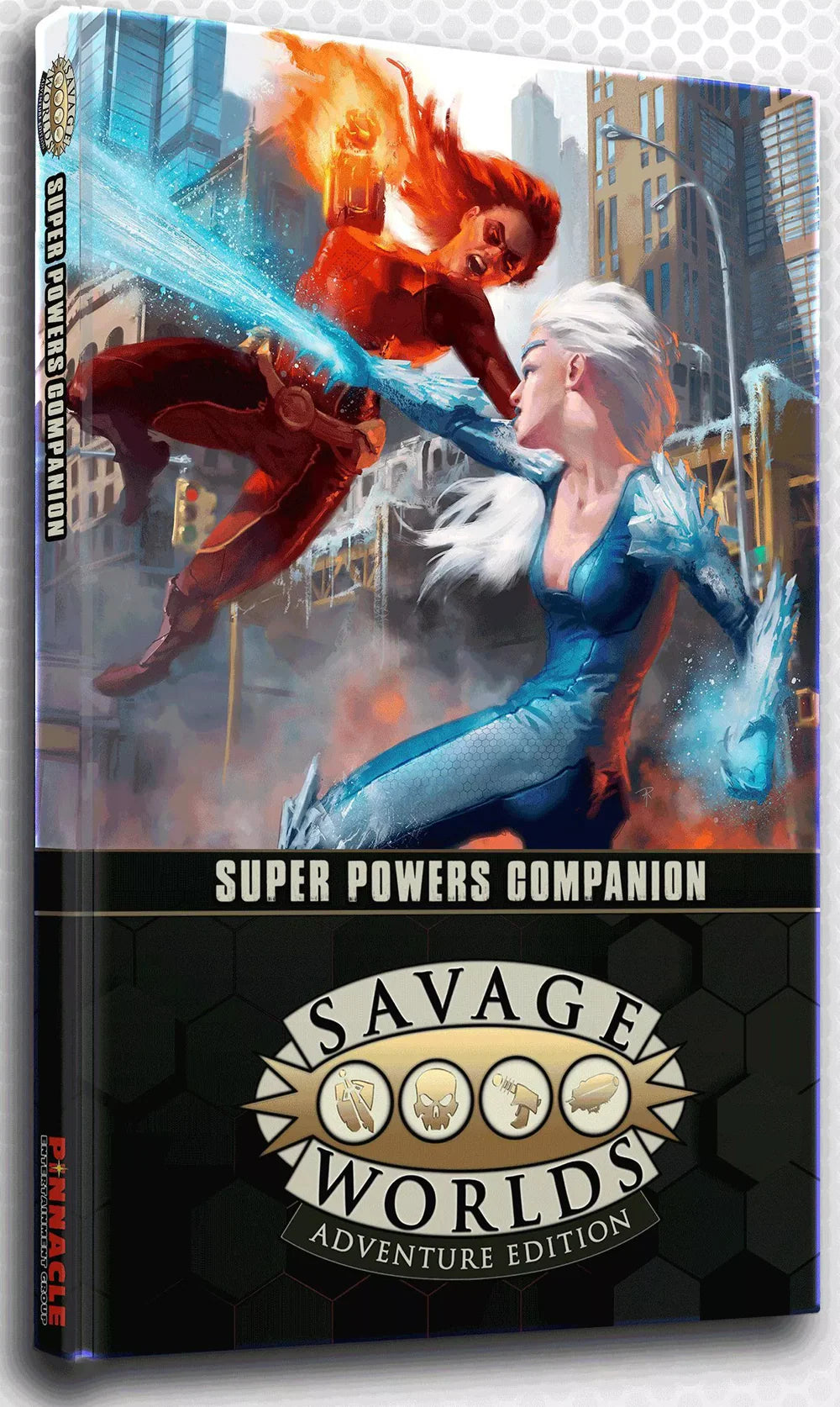 Savage Worlds Adventure Edition Super Powers Companion book by Studio 2 Publishing, featuring cover art and interior pages.