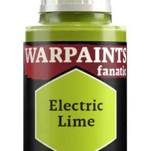The Army Painter Warpaints Fanatic Electric Lime acrylic paint in an 18ml bottle, with the vibrant lime color visible in the image.