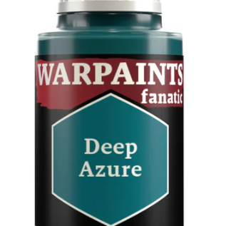 The Army Painter Warpaints Fanatic Deep Azure acrylic paint in 18ml bottle, showing the vibrant blue color and label.