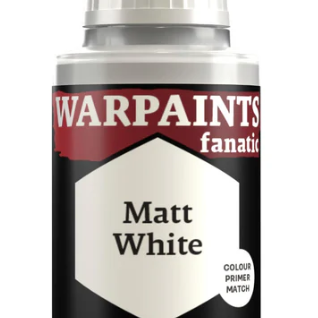 The Army Painter Warpaint Fanatic acrylic matte white paint in an 18ml bottle, shown with label and cap visible.