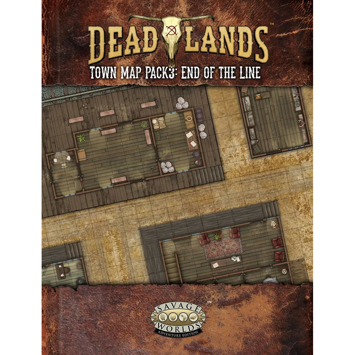 Studio 2 Publishing Deadlands RPG: The Weird West Map Pack 3 book featuring detailed maps and artwork from End of the Line.