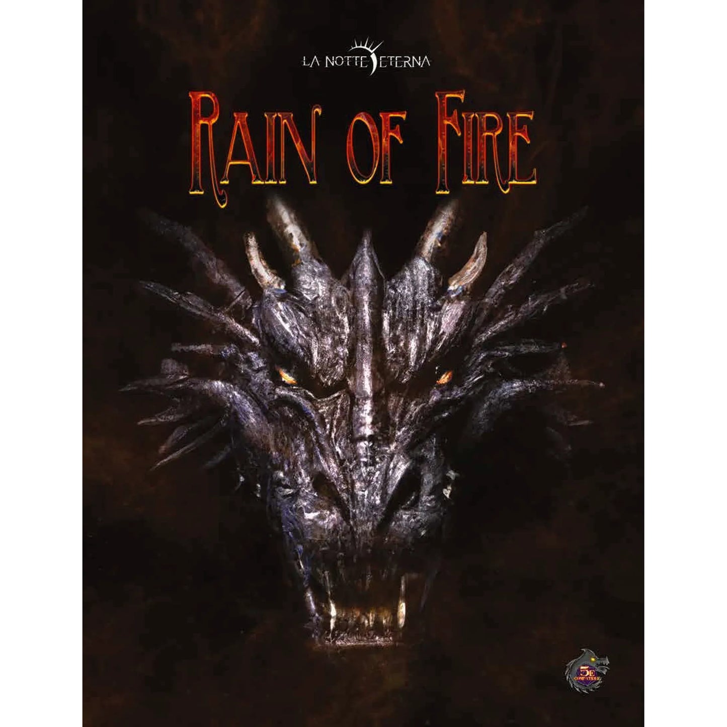 Studio 2 Publishing La Notte Eterna: Rain of Fire RPG book featuring dark fantasy artwork and detailed interior pages.