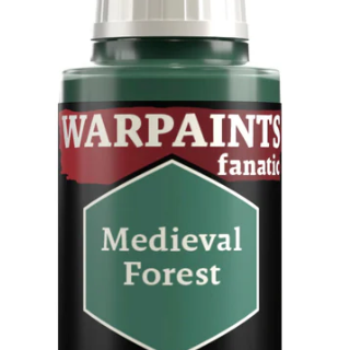 The Army Painter Warpaints Fanatic acrylic paint bottle labeled Medieval Forest with 18ml capacity, featuring a green woodland color.