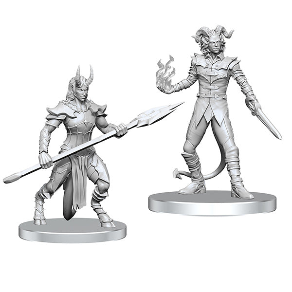 Unpainted Wizkids Pathfinder Deepcuts miniatures featuring W27 Vordine Infantry Devil and Pitborn Rogue figures.