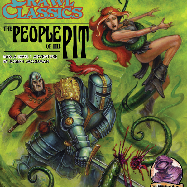 Cover image of the People of the Pit book by Goodman Games, featuring dark fantasy artwork and character illustrations.