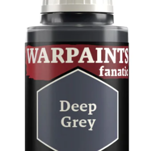 The Army Painter Warpaints Fanatic Deep Grey acrylic paint in 18ml bottle, showing the label and product packaging.