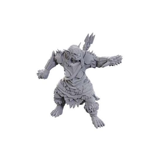 Unpainted Orc Brute miniature from Wizkids Pathfinder Deepcuts W24 set, detailed plastic figure for tabletop gaming and painting.