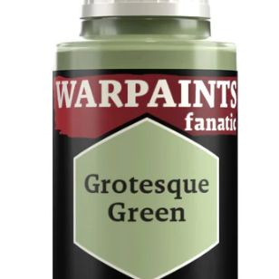 The Army Painter Warpaints Fanatic Acrylic in Grotesque Green 18ml bottle, showing the vibrant green paint inside the container.