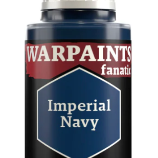 The Army Painter Warpaints Fanatic Imperial Navy acrylic paint in 18ml bottle, with label and navy blue color visible.