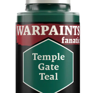 The Army Painter Warpaints Fanatic Temple Gate Teal acrylic paint in an 18ml bottle, suitable for miniature and model painting projects.