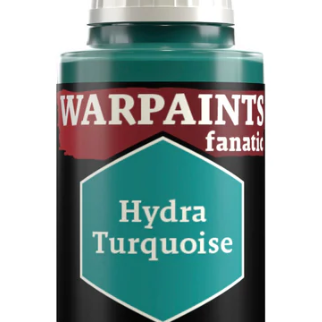 The Army Painter Warpaints Fanatic acrylic paint in Hydra Turquoise, 18ml bottle, with a clear view of the vibrant turquoise color.