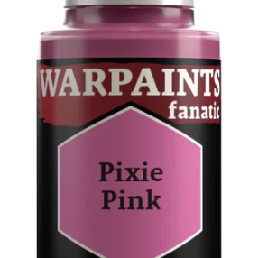 The Army Painter Warpaint Fanatic acrylic paint in Pixie Pink, 18ml bottle, with vibrant pink color and label detail.