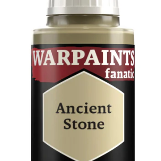 The Army Painter Warpaints Fanatic acrylic paint bottle in Ancient Stone color, 18ml, with paint and label visible.