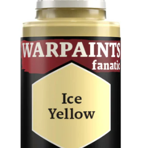 The Army Painter Warpaints Fanatic acrylic paint in Ice Yellow, 18ml bottle, with a bright yellow color on the label.