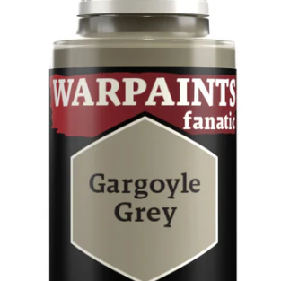 The Army Painter Warpaints Fanatic acrylic paint bottle labeled Gargoyle Grey, 18ml, with a gray paint swatch on the label.