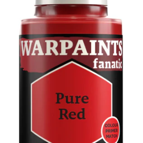 The Army Painter Warpaints Fanatic Acrylic Pure Red 18ml bottle, featuring a close-up view of the red acrylic paint container.