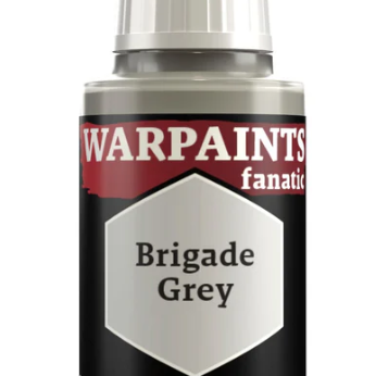 The Army Painter Warpaints Fanatic acrylic paint bottle in Brigade Grey, 18ml, with the label showing the product details.