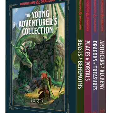 D&D Young Adventurers Collection Box Set 2 by Penguin Random House featuring colorful fantasy-themed book covers and artwork.