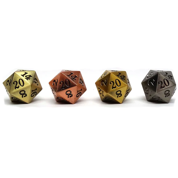 4 Pack of Legendary Metal Dice D20s - Copper, Bronze, Silver, Gold - TCB Games & Collectibles