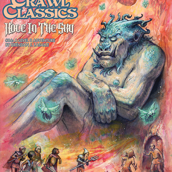 Hole In The Sky RPG book by Goodman Games featuring cover art with cosmic and celestial imagery for DCC #86.
