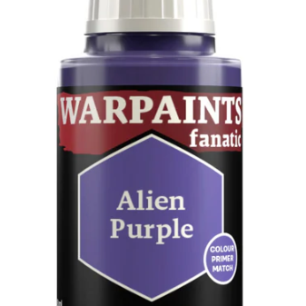 The Army Painter Warpaints Fanatic Alien Purple acrylic paint in an 18ml bottle, with color swatch on the label.
