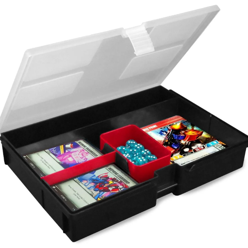 BCW Prime X4 Gaming Box for gaming supplies, showing a compact storage container with secure lid and compartments.