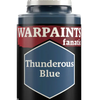 The Army Painter Warpaints Fanatic Thunderous Blue acrylic paint in an 18ml bottle, showing the vibrant blue color.