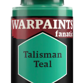 The Army Painter Warpaints Fanatic Talisman Teal acrylic paint in an 18ml bottle with teal-colored paint visible in the image.