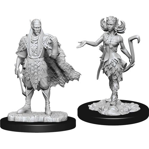 Unpainted Wizkids D&D Nolzur's Marvelous Miniatures featuring Autumn and Summer Eladrin figures for tabletop gaming.