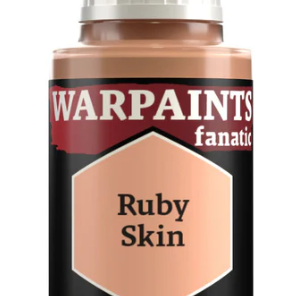 The Army Painter Warpaints Fanatic acrylic paint bottle labeled Ruby Skin, 18ml, with a black cap and colorful label.