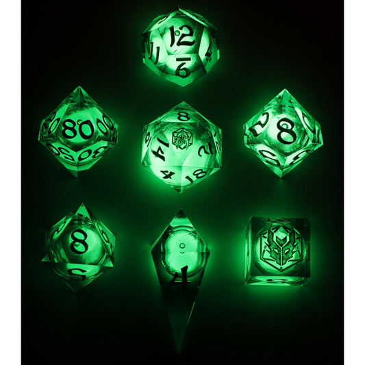 Sharp Edge Liquid Core Resin - Glow in The Dark Dice Set - TCB Games & Collectibles